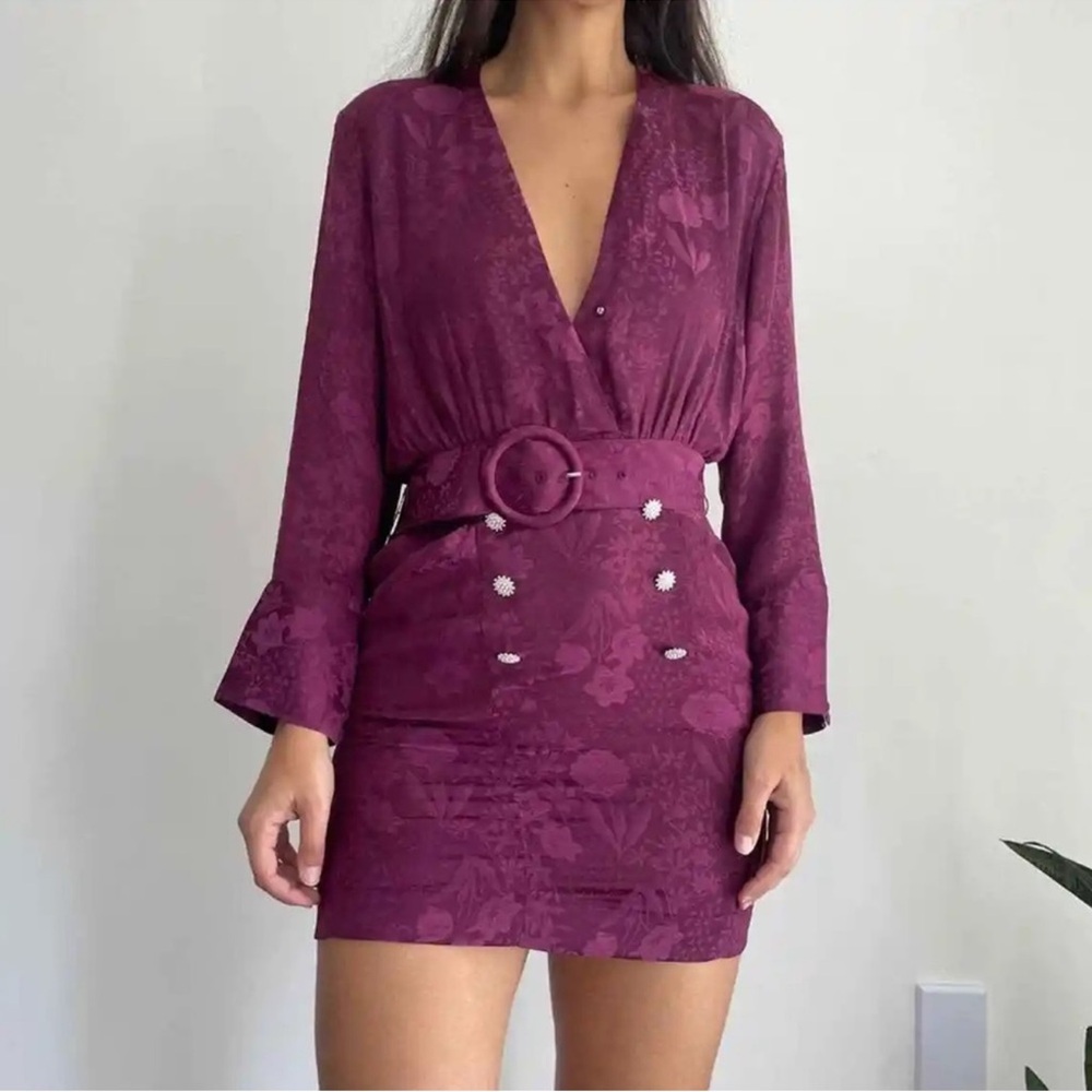 Zara belted jacquard dress